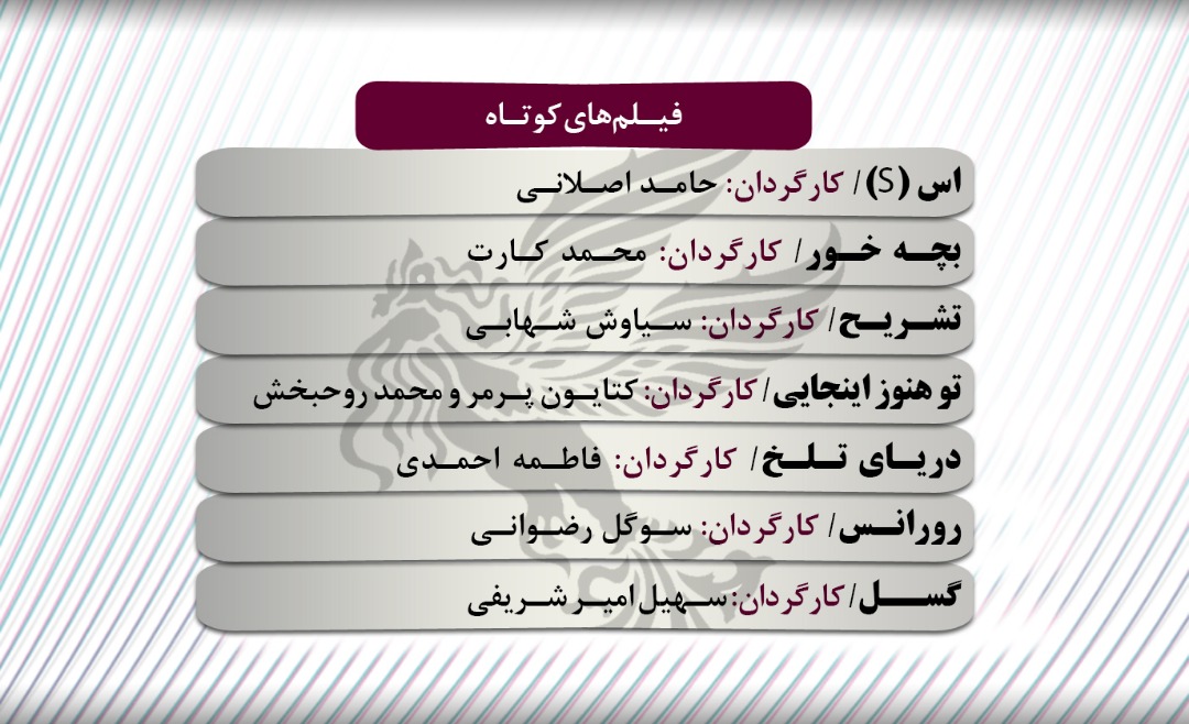 اعلام اسامی فیلم‌های کوتاه سی و هفتمین جشنواره فیلم فجر